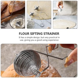 Flour Sifter Net Baking Flour Duster Spring- Action Flour Sieve Strainer Sifting Tool Powdered Sugar Shaker with Handle for Kitchen 23x6cm Flour Skimmer