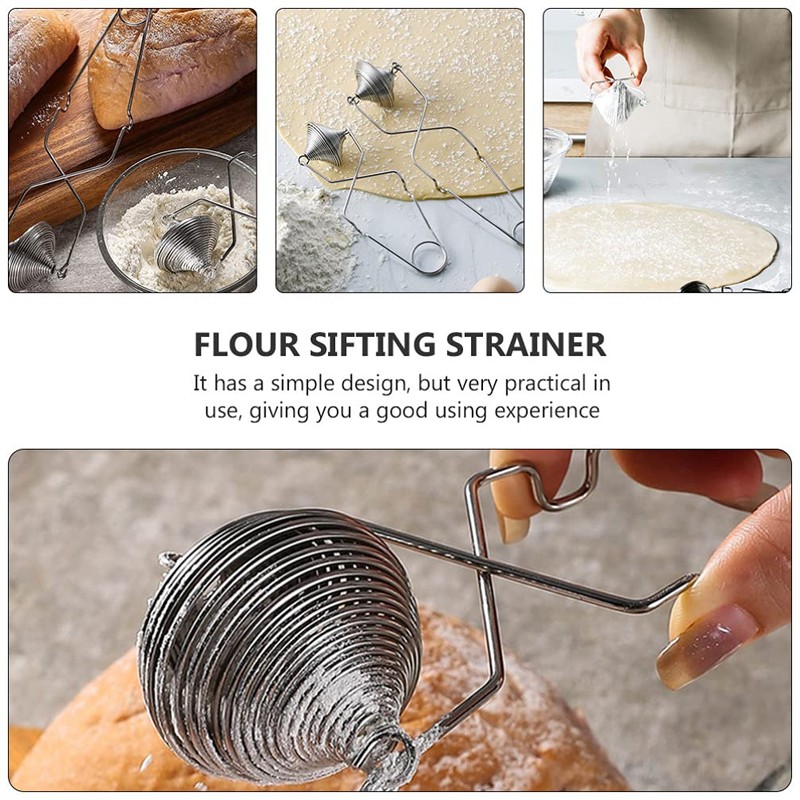 Flour Sifter Net Baking Flour Duster Spring- Action Flour Sieve
