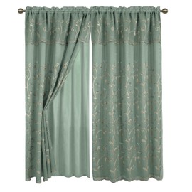 Elegant Comfort Luxury Curtain/Window Panel Set with Attached Valance and Backing 54" X 84 inch (Set of 2), Sage
