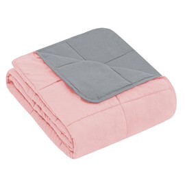 yescool Weighted Blanket (7 lbs, 41" x 60", Pink Grey) Cooling Heavy Blanket for Sleeping Perfect for 60-80 lbs, Throw Size Breathable Blanket with Premium Glass Bead, Machine Washable
