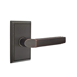Emtek Passage Set, Rectangular Rosette, Milano Lever (Left Hand, Oil Rubbed Bronze)