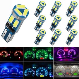 10X T5 LED Bulbs Wedge 74 70 37 17 2721 PC74 PC37 LED Lamps for Car Interior Gauge Cluster Dashboard Instrument Panel Indicators (Blue)