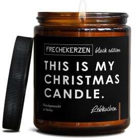 Lustige Duftkerze mit Spruch zu Weihnachten | Handgemacht aus Sojawachs | In Geschenkbox | Valentinstag Weihnachts Geschenk Idee Deko Tischdeko Dekoration |Lebkuchen