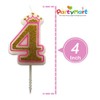 PartyMart Number 4 Giltter Candle, Pink Number 4