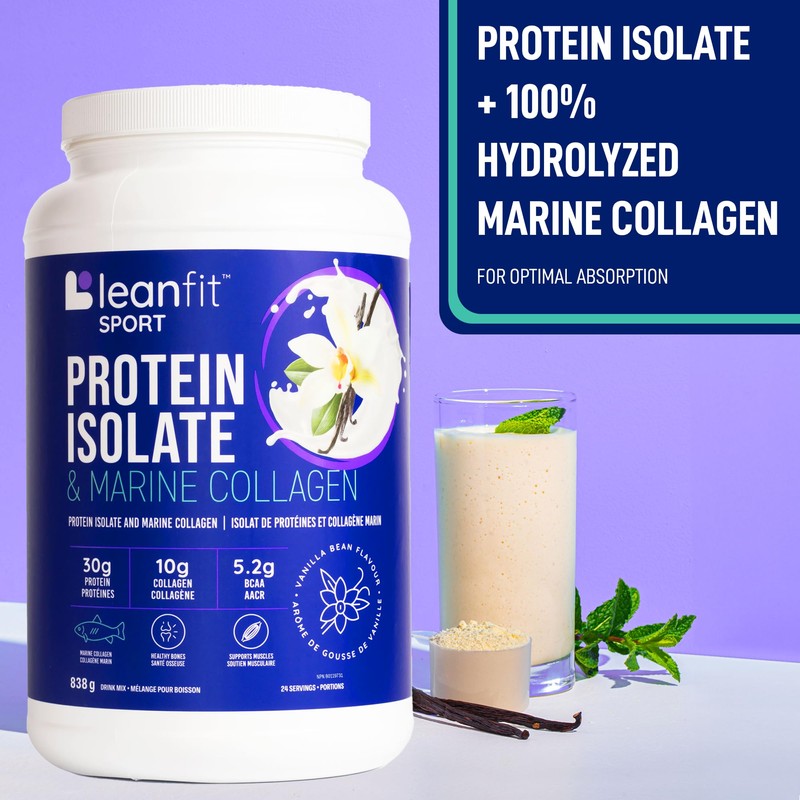 LeanFit LEANFIT SPORT PROTEIN ISOLATE & MARINE COLLAGEN, Natural Vanilla,