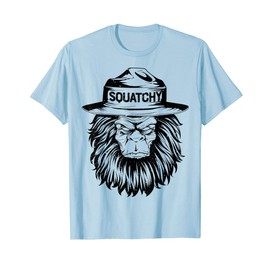 Bigfoot Squatchy Sasquatch Hat Smokey Retro Vintage Bear T-Shirt, blue