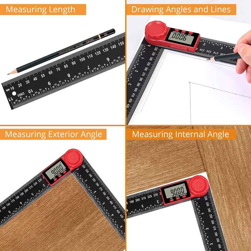 Neoteck Digital Angle Finder Ruler 11-Inch 300mm Protractor Angle Gauge