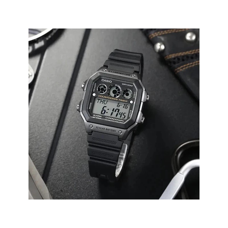 Casio AE1300WH-8AV, 10 Year Battery Watch, 100M, Alarm, Illuminator, Countdown