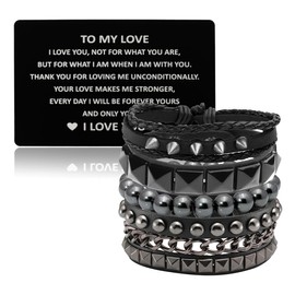 Eigso Punk Leather Bracelet Cuff for Man Woman Classic Vintage Fashion Spikes Chain Wristlets for Man Woman