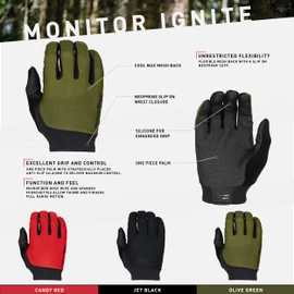 Lizard Skins Bike Monitor Ignite Cycling Gloves Monitor Ignite Cycling Glove Crimson Red XXL MIG50012