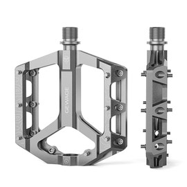 GEWAGE MTB Pedals Bicycle Pedals Set - Flat Pedals for Mountain Bike & Gravel Bike, Non-Slip & Durable, Aluminium Alloy, CNC Machined, 9/16 Inch Axle, Easy Installation (Silver)