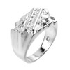 Modern Contemporary Rings .925 Sterling Silver White Cubic Zirconia 3.8mm