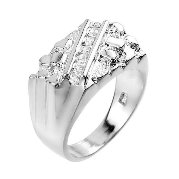 Modern Contemporary Rings .925 Sterling Silver White Cubic Zirconia 3.8mm