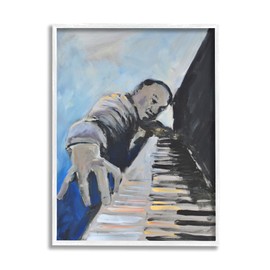 Stupell Industries Piano Player Blues Musician Expressive Painting, Designed by Allayn Stevens White Framed Wall Art, 11 x 14