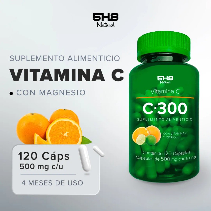 5h8 Vitamina C300mg Refuerzo Inmune 120 Caps Para 4 Meses