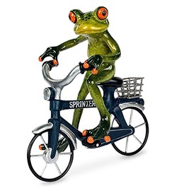 formano Funny frog figure frog on bicycle blue poly 17 cm