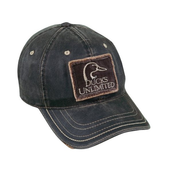 Mossy Oak Ducks Unlimited Frayed Patch on Weathered Cotton Cap, Dark Brown