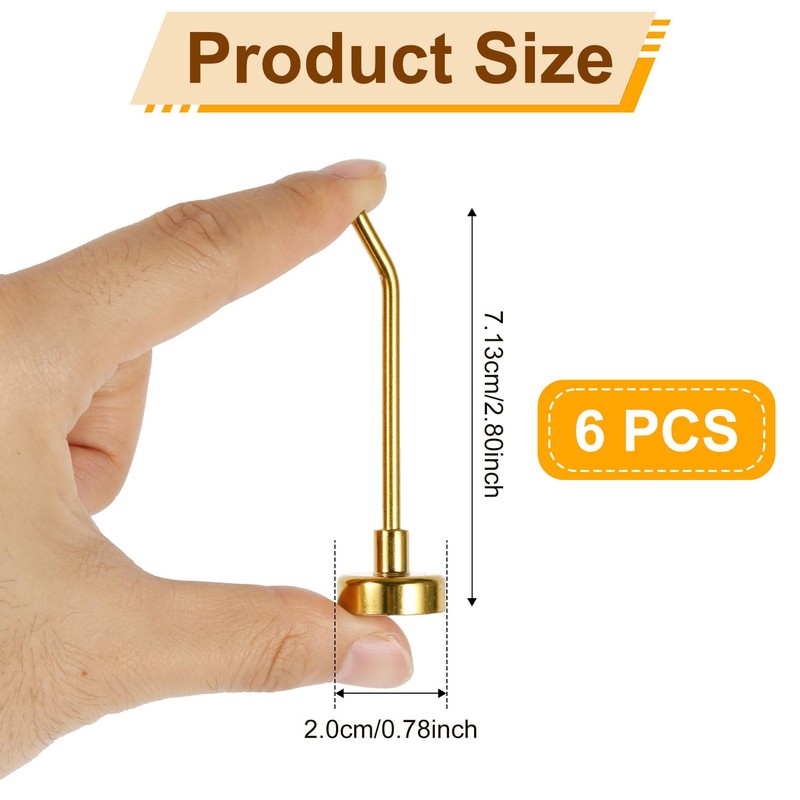 XIHIRCD 6pcs Gold Magnetic Hooks, 1.7lb 3 Inch Long Heavy