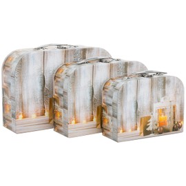 Brandsseller Set of 3 Storage Boxes with Lid, Suitcase, Various Sizes - Sturdy Cardboard Christmas Box - Lantern