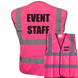 Event Staff Pink Hi Vis Viz Safety Vest Waistcoat, Reflective High Visibility Work Wear, Events, large