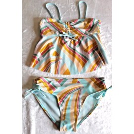 Wonder Nation Girl's Clinched Tankini Swimsuit Heavenly Aqua Size M (7-8)