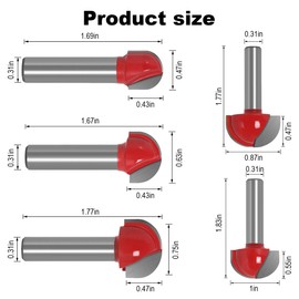 Aililong 5-Piece Round Milling Cutter Set, Ball Milling Cutter Woodworking Cutter with 8 mm Shank for Perfect Decoration and Precision Work