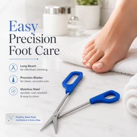 Long Handle Toenail Clippers for Thick Nails – Stainless Steel Pedicure Scissors with Easy Grip for Seniors