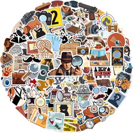 YYMYMGJ 100 Pcs Detective Stickers, Secret Agent Spy Birthday Party Decorations Detective Themed Party Decorations Gifts Vinyl Waterproof Stickers for Kids Teens for Water Bottle Laptop