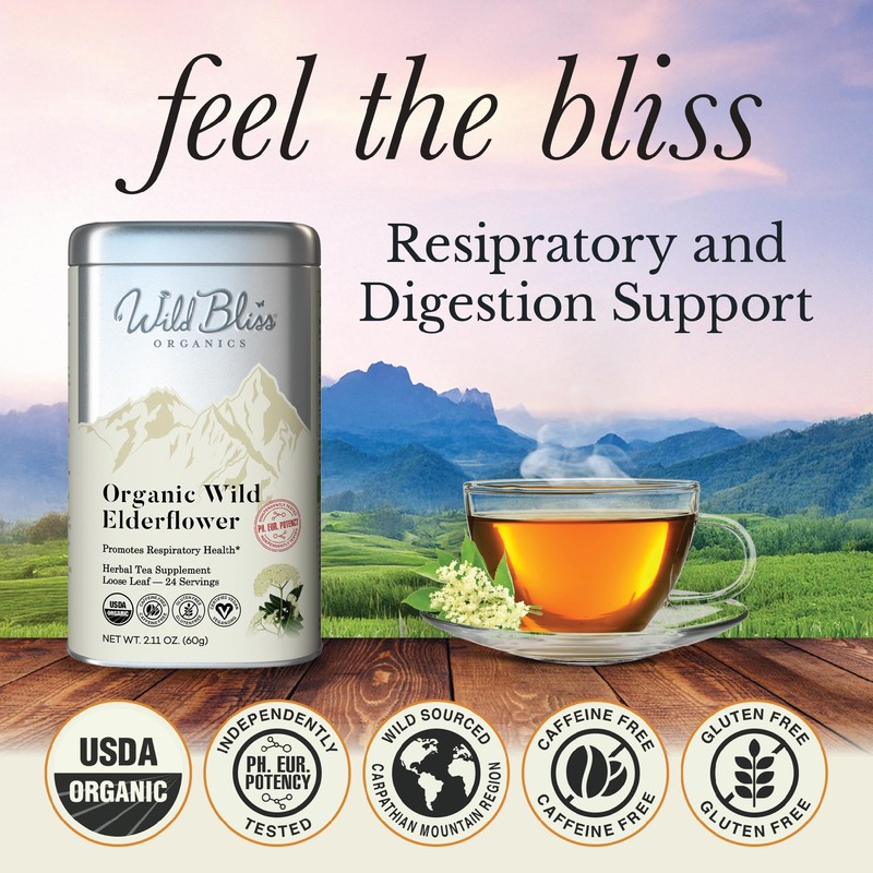 Wild Bliss Organic Elderflower Tea – Immune and Respiratory Support