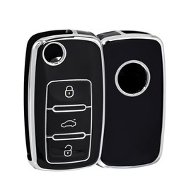 OFFCURVE - Funda Protectora para Llavero de Coche, Compatible con MZD Llavero, Accesorios automotrices (Negro+Plata)