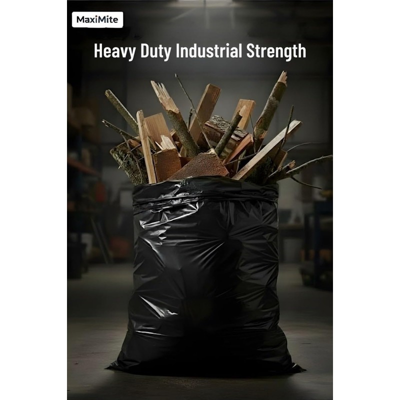 95-96 Gallon Extra-Large Black Garbage Can Liners, Heavy-Duty Trash Bags,