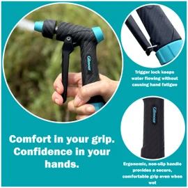 Gilmour Adjustable Front Control Hose Nozzle, Graphite Metal, Swivel Connect, Leak-Free Trigger, Ergonomic Grip, Jet-to-Rinse Spray Head