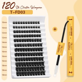 QUEWEL Lashes Cluster Mixed Length Natural Look Cluster Eyelashes Durable and Reusable DIY Eyelash Extension Thin Band for Personal Use at Home (FD-T03)