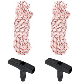 BOAISDHY (Set of 2) Recoil Starter Rope 10-Meter Pull Cord with Starter Handle for Husqvarna Stihl Lawn Mower Chainsaw Trimmer Edger Brush Cutter Engine Parts (Red and White Cord-3.5 mm)