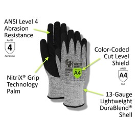 MAGID Sandy Nitrile Coated ANSI Level A4 Cut-Resistant Firm Grip Work Gloves, 24 Pairs, Size 5/XXS, GPD455