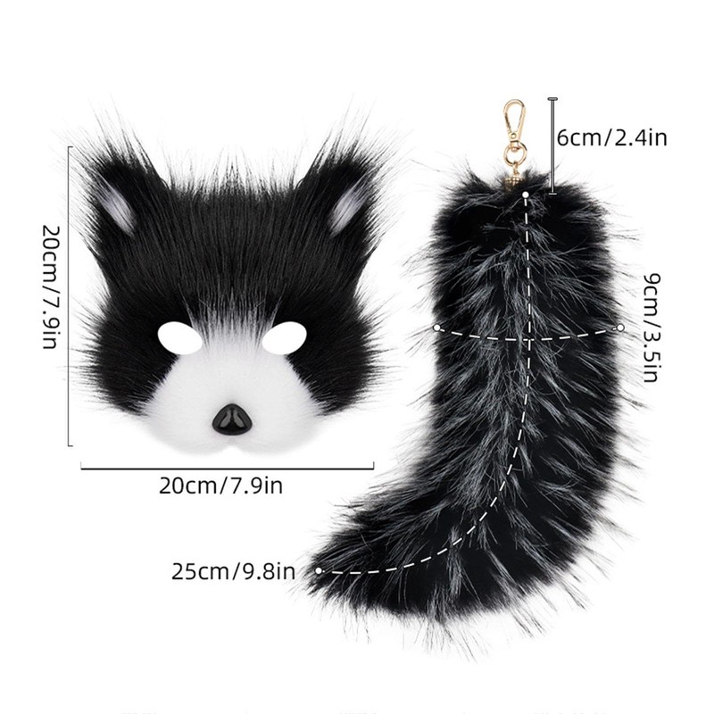 rockible Therian Mask and Tail Furry Tail Keychain Wolf Mask
