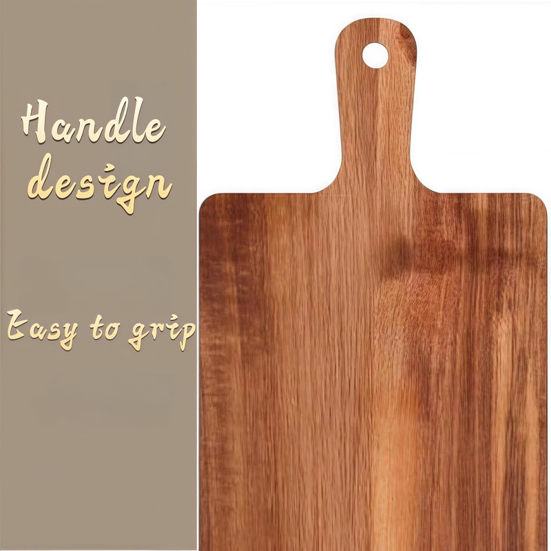Large Acacia Wood Cutting Board with Handle, 16 x 8