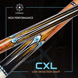 Collapsar CXL300 Pool Cue with 1X1 Hard Case,Low Deflection Shaft 13mm Black Tip Billiard Ques Sticks,58" 2-Pieces 20 oz Professional Pool Stick Set