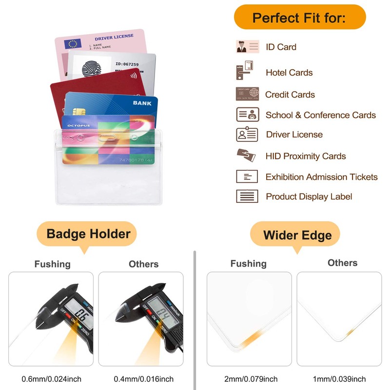 Fushing 10 Pcs Retractable ID Card Holder Key Ring Badge