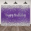 7×5ft Purple Diamonds Happy Birthday Photo Backdrop Glitter Diamonds Silver