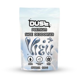 DUST VIEW Shoe Deodorizing Powder (100g) – Premium Odor Eliminator with Aventus-Inspired Fragrance – Long-Lasting Freshness for Sneakers, Gym Shoes, Boots & More – Resealable Pouch