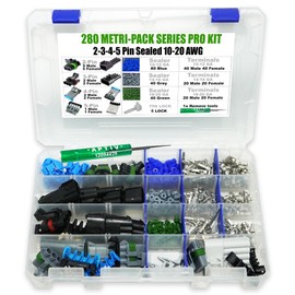 366pcs (2,3,4,5 PIN) Metri-Pack 280 Series 30 Amp Conductor Connector, Terminal, Sealed Weatherproof Automotive Electrical Connectors Kit 10-20 GA (w/Removal Tool)