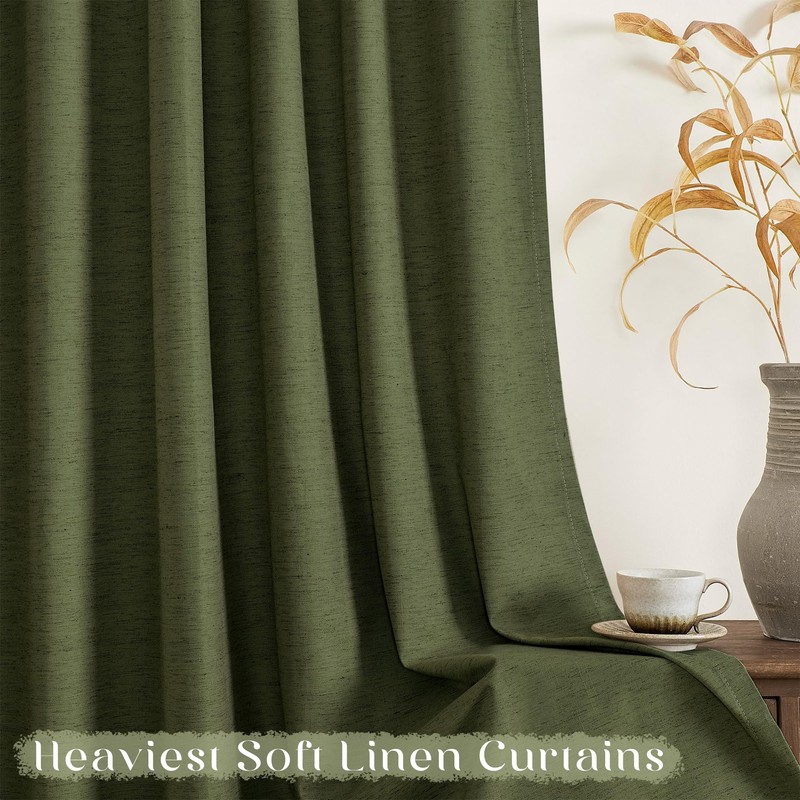 Short Blackout Curtains 52" W x 36" L, Olive Green