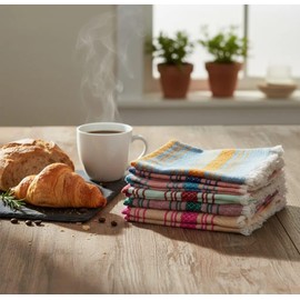 Tortillero Térmico Beige con Tapa y Servilleta Decorativa de Rayas Multicolor o Blanco, Contenedor para Tortillas (SOFIA multicolores)