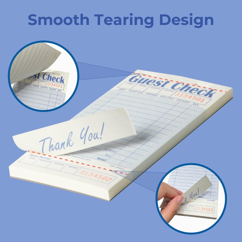 FMP Brands Guest Check Books for Servers, Server Note Pads