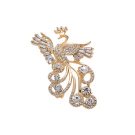 Shejuety Fashion Animal brooch, Zircon Gold Phoenix brooch, coat, suit, cardigan, pin accessories designed specifically for fashionable women, suitable for holiday jewelry gifts, Metal, cubic zirconia