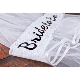HAPPYLAND Super Attractive Bachelorette Sash & Veil Lace Veil with Sash Lace Party Wedding Decorations. Bridal Shower. Hen Party Supplies