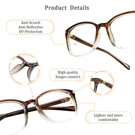 LifeArt Blue Light Blocking Glasses, Anti Eyestrain, Computer Reading Glasses, Gaming Glasses, TV Glasses for Women and Men, Anti Glare (Clear Brown, 5.50 Magnification)