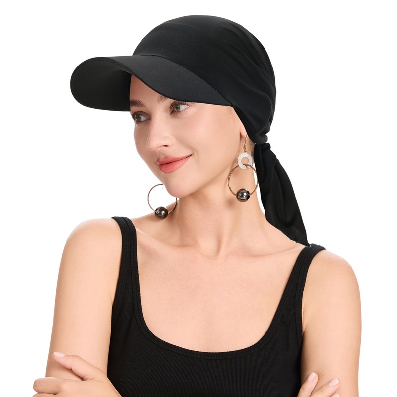 ZLYC Women's Summer Chemo Headwear Brim Visor Hat Beanie Hat,