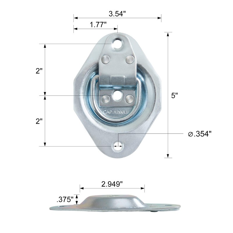 Lonffery 6 Pack Recessed D-Ring Tie Down Anchors (1200 lb.